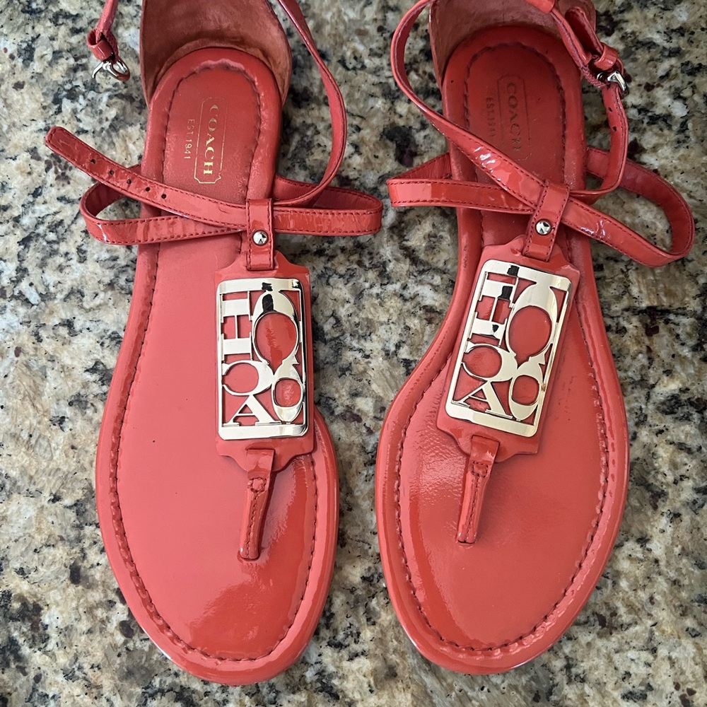 COACH patent sandals